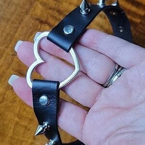 Black Leather Spiked Choker